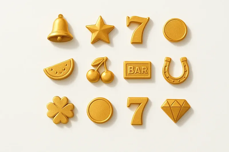 Twelve mini slot symbols arranged in a clean 4x3 grid